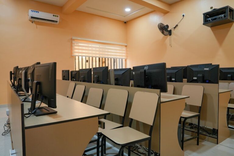 The ICT lab, with rows of desktop computers